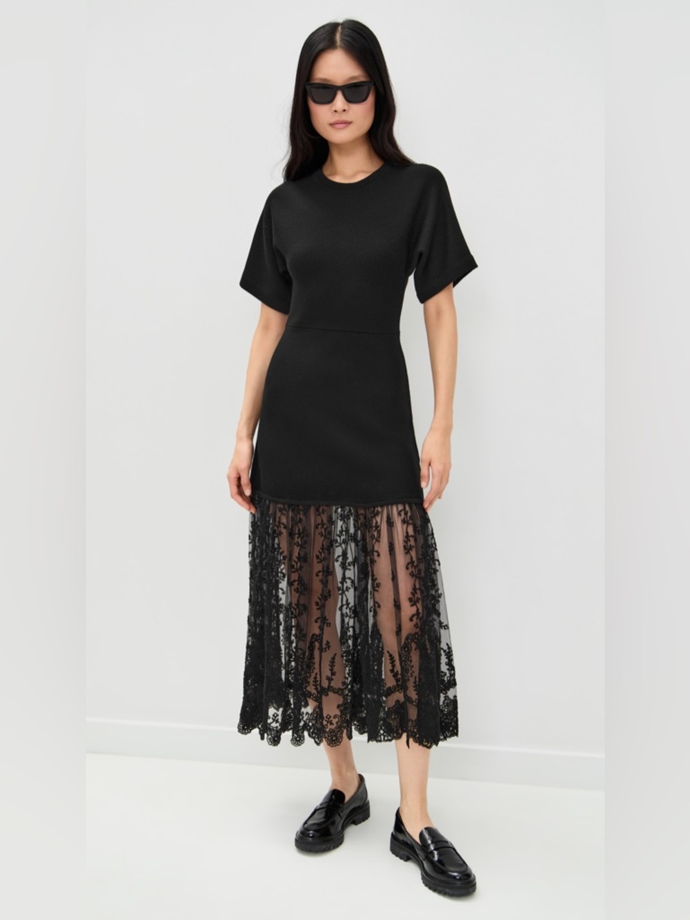 Sea New York Diane Knit Lace Combo Midi Dress Size Small NWT